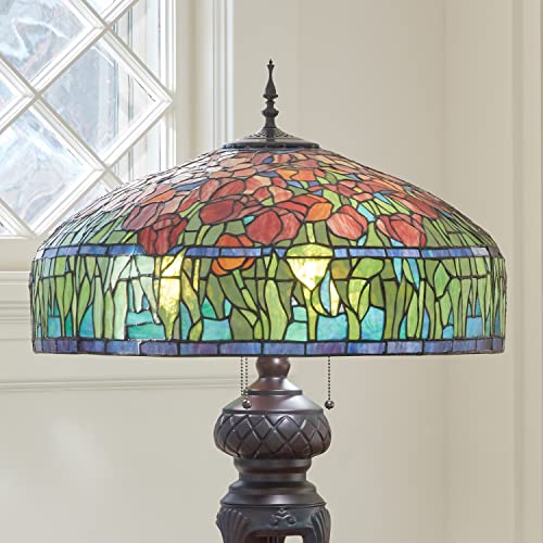 33.25" H Tulip Tiffany-Style Stained Glass Table Lamp - River Of Goods #TOP2