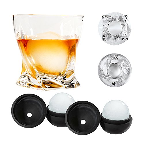 Atlas&Co - All In One Pack - Premium Whiskey Glasses with Ice Ball Molds – Set of 2 – Gift Set Rocks Glasses for Bourbon, Irish Whisky, Scotch or, Cocktails, High-Clarity Dishwasher Safe Crystal Glass