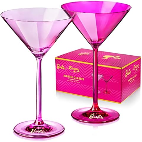 BarbiexDragon Martini-Gläser, rosa und magentafarbenes Kristallglas Cover