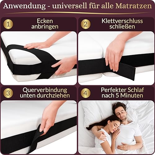 Seidenfeld® Liebesbrücke: Flexibler Bettrahmen für Matratzen [200cm x 140-200 cm] gegen Besucherritze und verrutschende Matratzen | Matratzenverbinder | Besucherritzenfüller | Matratzenhalter