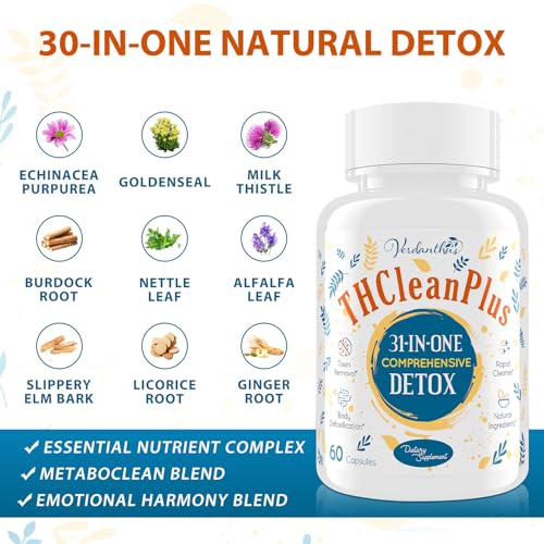 31-in-ONE Detox and Liver Cleanser, Fast Detox, Full Body Detox, Toxins Cleaner for Liver, Kidney, Natural Herbal Formula, Support Immune & Mood, Made in USA, 60 Capsules - Image 4