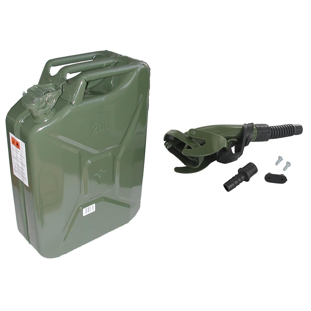 Greenstar 10200 Jerrican métallique 20L F1893 & Bec Verseur Section 20 mm Avec Embouts Pour Jerrican Métal - Système De Fermeture À Goupille