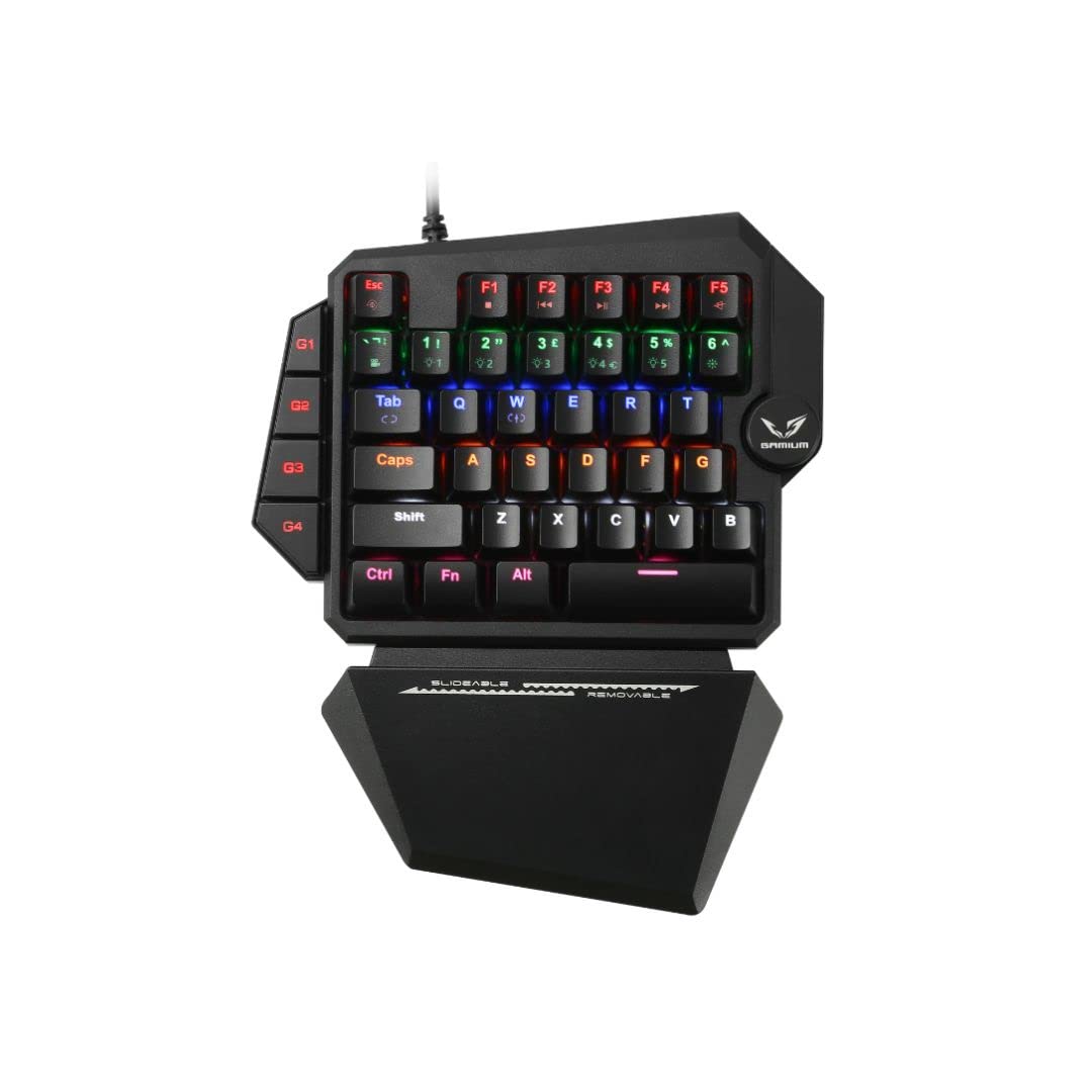 WE Gamium - Clavier Gamer Filaire Mécanique Format 1 Main - 35 Touches - 4 Touches Macro - Red Switch - Rétro-éclairage - Repose-Main - Câble 1,6M - Noir