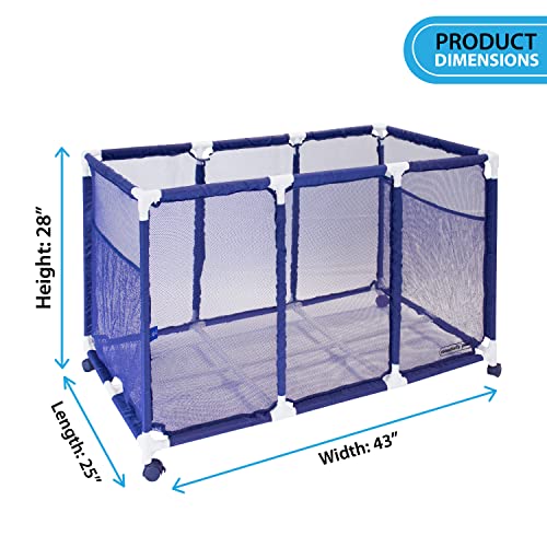 Pool Noodles Holder, Toys, Balls And Floats Equipment Mesh Rolling Storage Organizer Bin, Kids Height, Large, (43" W X 25" L X 28" H), Blue/White Style 563009 #TOP7