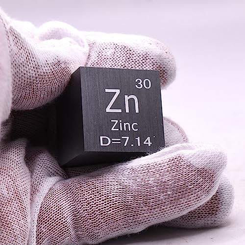 Image of 1 inch 25.4mm Zinc Metal Cube Zn up to 99.9% Pure Periodic Table Element Engraved Density Collection Science Education Display Block Cube + Acrylic Case Box - 1PC