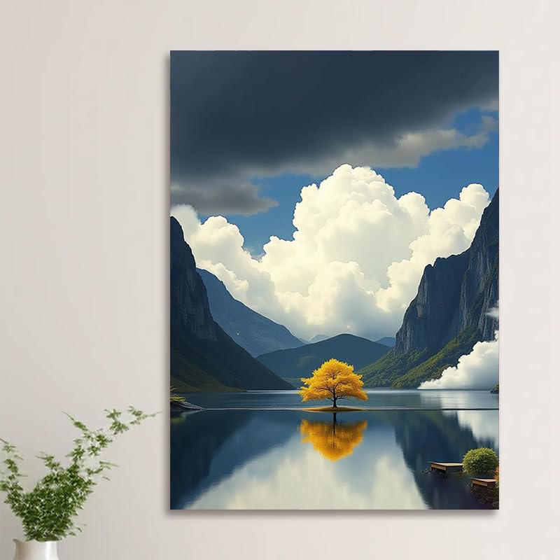 Cuadro decorativo de paisaje de montaña y lago para decoración de interiores 5