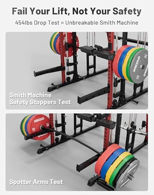 Mikolo M4 2.0 Smith Machine, All-in-One Power Cage with Independent Dual Pulley System, Multi-Function Home Gym Workout Cage for Cable Crossover