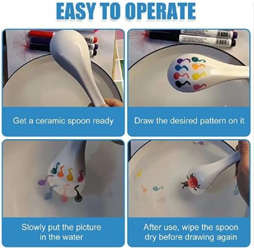 Shivalik Enterprises Water Drawing Kit with 11 Floating Pens, Ceramic Spoon 4