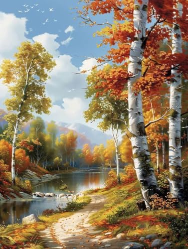 Kits loisirs créatifs adultes de peinture numéro arbre d'automne 100x135cm