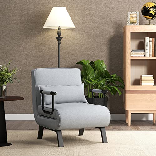 Sillón Convertible Plegable Gris miniatura 2
