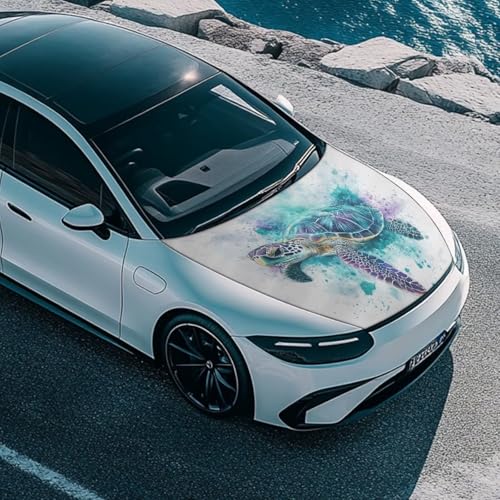 Image of Turtle St. Patrick's Car Hood Cover Stretch Polyester Fabric Cover Car Hood Cover Protector Easy Installation Removable Automotive Accessories St. Patrick's Decoration Gifits