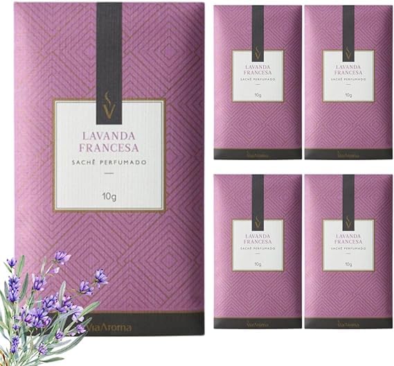 Kit 5 Sachês Perfumados Via Aroma Para Guarda-Roupa, Armários, Ca...