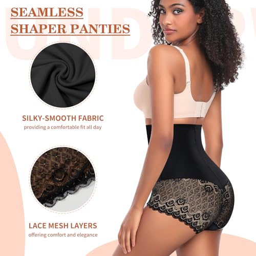 Tummy Control Shapewear Panties for Women High Waist Body Shaper Underwear Lace Shaping Girdle Briefs4