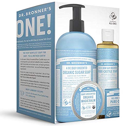 Dr. Bronner's Baby Unscented Gift Set - Pure-Castile Liquid and Bar Soaps, Organic