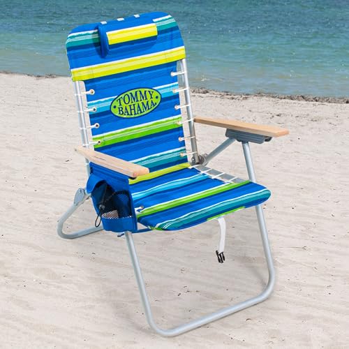 Image of Tommy Bahama Hi-Boy 17 inch Seat Height 4-Position Lace-Up Suspension Folding Beach Backpack Chair