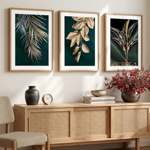 Image of kotart Decorative Nature inspired Wall Art Home Decor Painting | Aesthetic Poster With Frame For Living Room Bed Room Hotel Wall Decor Digital Reprint Set of 3 (13X17 inch)