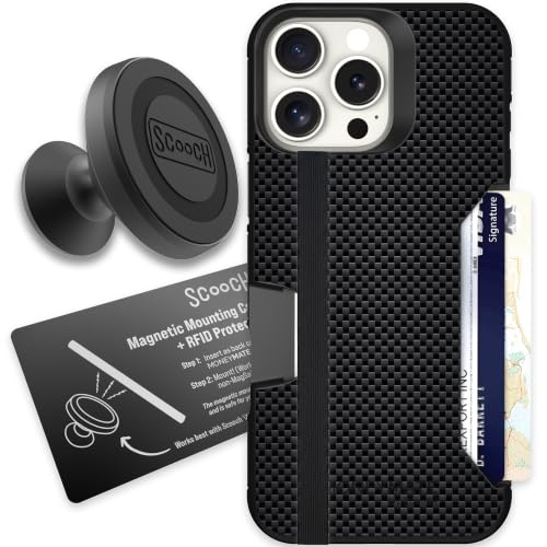 Scooch for iPhone 16 Pro Max Wallet Case, Moneymate, Carbon Fiber
