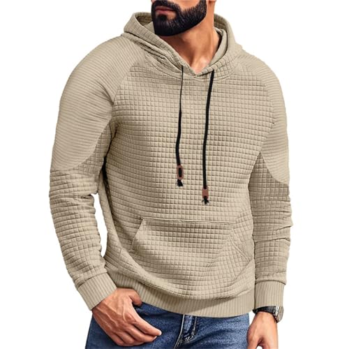 Sweat à capuche pour homme en tricot gaufré premium couleur kaki S