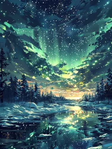 Peinture diamant paysage de neige pour décorer le salon en hiver