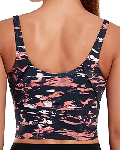 Image of Oalka Sports Bra Womens Longline Padded Crop Yoga Tank Tops