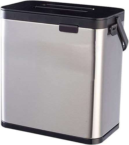 GOOFFY Garbage Bin 0.8 Gal3L Hanging Trash Can with Lid for Kitchen Cabinet Door, Stainless Steel Garbage Can Kitchen Compost Bin for Countertop or