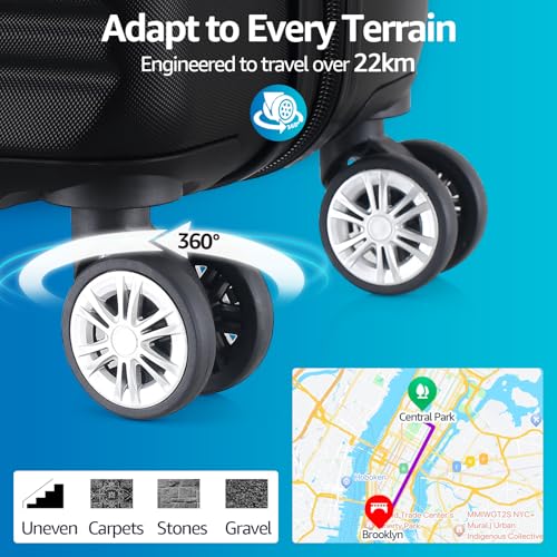 Luggage Set with Spinner Wheels and TSA Lock, 3 Pieces Expandable Hardside Suitcase for Travel, Hardshell Luggage Sets, 20", 24", 28", Black2