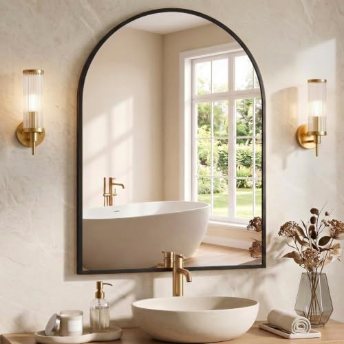 Image of NEWBULIG 38 inchX30 inch Arched Bathroom Wall Mirror for Over Sink, Vanity Mirror