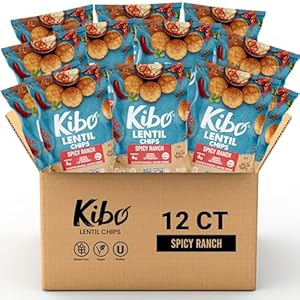 Kibo Lentil Chips Spicy Ranch with 6 Grams Protein, Non-GMO Vegan Crispy & Non-Fried 1 OZ (Pack of 12)