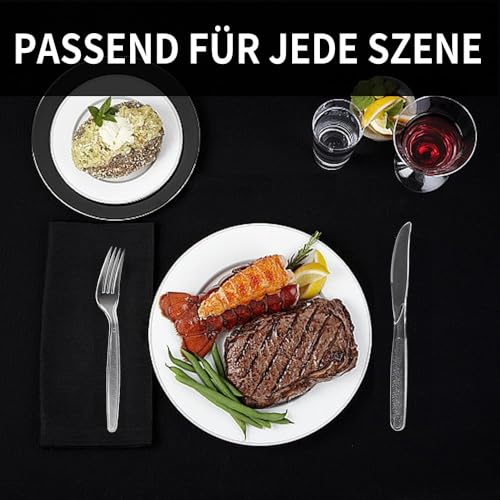 Coztie Plastikbesteck, 200 Stück Party Besteck Plastik, 100 Plastik Messer 100 Plastikgabeln Party Besteck Wiederverwendbar für Familie Partys Geburtstagsfeiern Hochzeiten