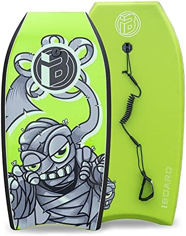 BoardX Bodyboard with Wrist Leash Lightweight Body Board for Adults with EPS Core 37 Inch, Green