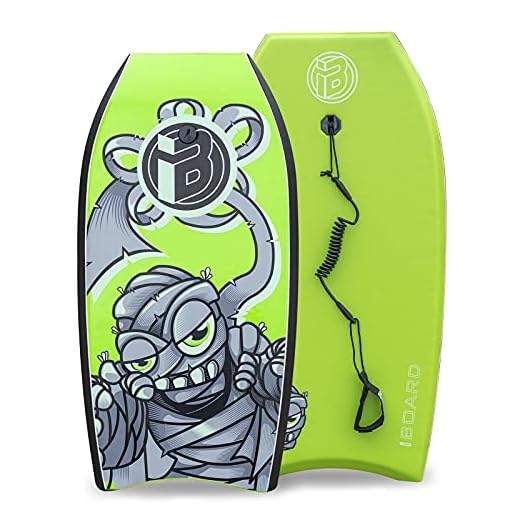 BoardX Bodyboard with Wrist Leash Lightweight Body Board for Adults with EPS Core 37 Inch, Green