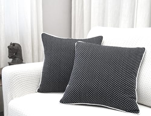 Image of mosey Cushion Covers 18 inch x 18 inch | Set of 2 | 100% Cotton Theme Cushion Covers Cushion Covers 18x18 Black
