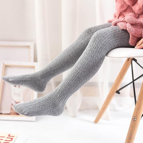 Image of vanberfia Baby Girls Tights Cable Knit Leggings Stockings Cotton 3 Pack Pantyhose Infants Toddlers 2-8T