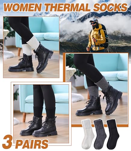 Image of DYW Womens Merino Wool Boot Socks Thermal Thick Winter Warm Cozy Hiking Work Boot Socks Christmas Gift