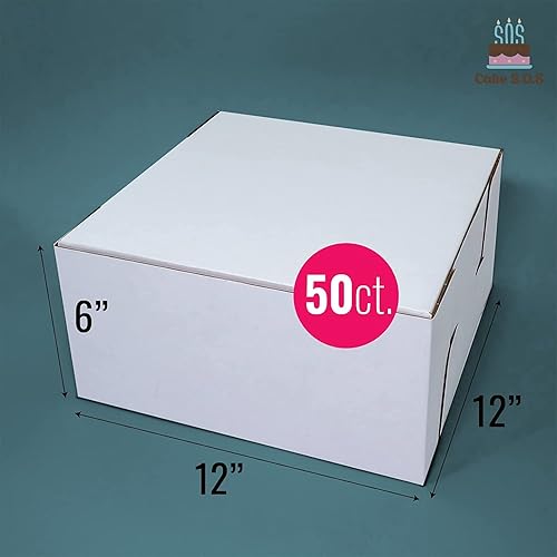 Miniatura 5 de Cajas para tartas de papel kraft resistentes color blanco y marrón de 10 x 10 x 5 pulgadas (paquete de 50)