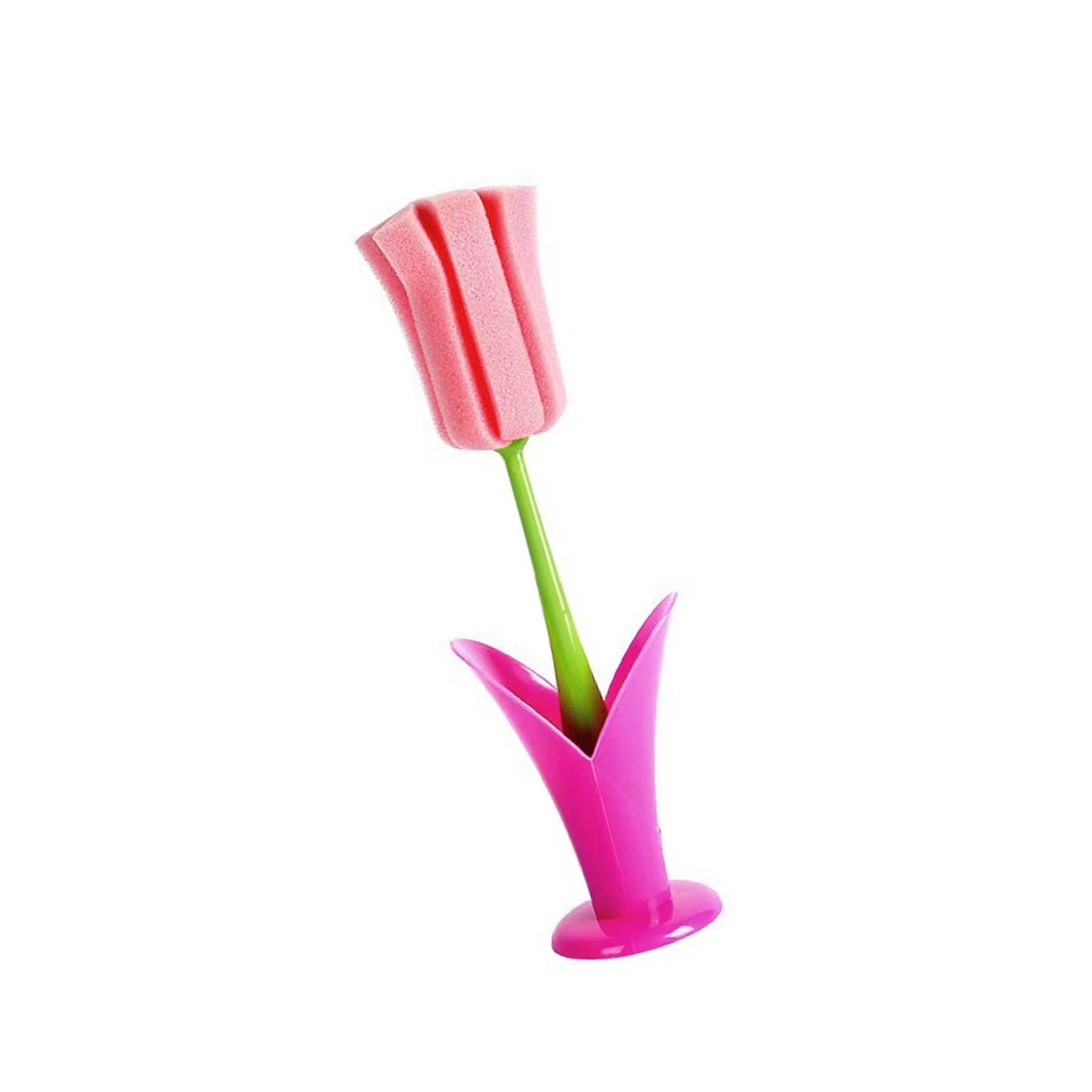 Sponge Scrubber with Ergonomic Handle, Detachable Brush for Stain Removal in Tall Glasses Bottles Kitchen Bottle Brush