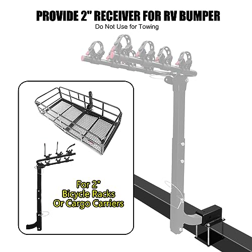 KAIRAY Bolton RV Bumper Hitch Receiver Adapter for 44.5'' Beams，2'' Receiver Opening, Trailer
