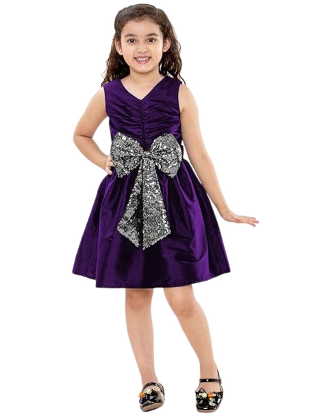 A.T.U.N. (ALL THINGS UBER NICE) Girls Cotton A-Line Knee Length Keyhole Dress | Birthday Party Stylish Dress for Special Occasions-image-14