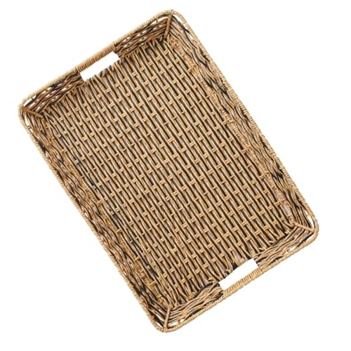 Bandeja de ratán resina con trenzado artesanal rectangular 5