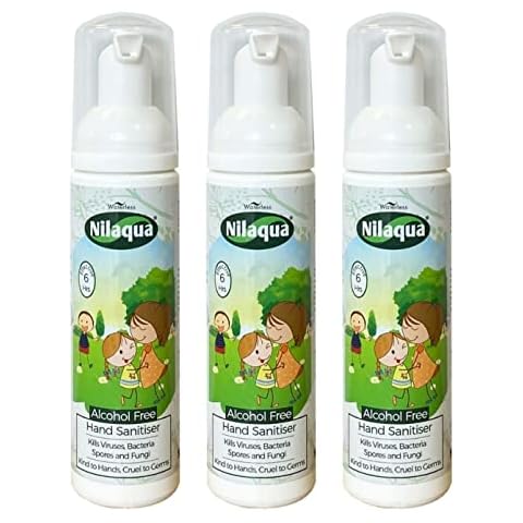 Nilaqua Little Hands Foaming Hand Sanitiser, Alcohol Free, Pocket Travel, Kind To Hands and Non Drying 55ml Trio Pack Cover