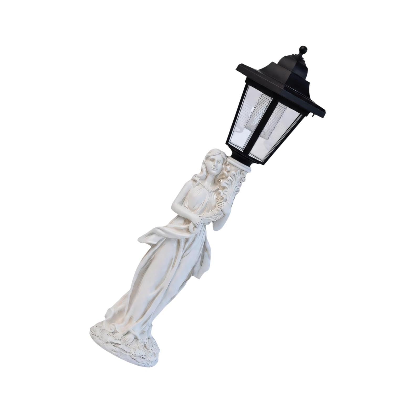 Luz de estatua para porche con carga solar y linterna clásica, A