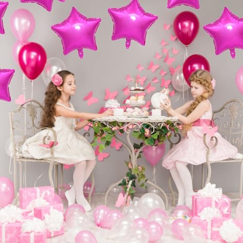 Image of MEETINGU Star Balloons,18 Inch Rose Mylar Star Foil Balloons for Baby Shower, Wedding, Magical Prom or Engagement Party Decoration(10psc)