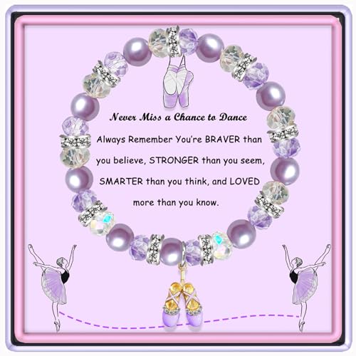 Dance Recital Gifts for Girls, Ballet Dancer Gifts, Ballerina Jewelry, Purple Crystal Dance Bracelet Dance Lovers Gift, Dance Encouragement Gifts Never Miss a Chance to Dance