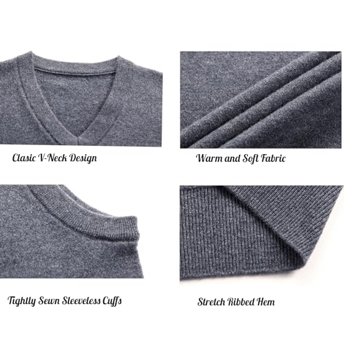 ZUEVI Men's Sweater Vest Classic V-Neck Knitted Pullover Sweaters Tops Sleeveless Relaxed Fit Knitwear Vests4