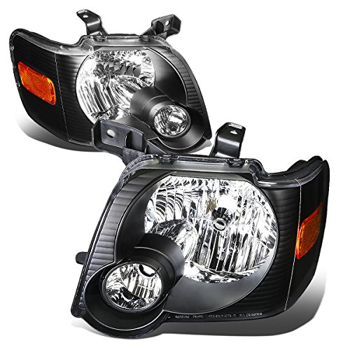 Pair of Black Housing Amber Corner Headlight Assembly Lamps Compatible with Ford Explorer / Sport Trac U251 06-10