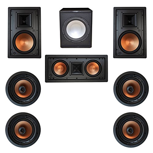Klipsch 7.1 In-Wall System with with 2 R-5800-W II In-Wall Speakers, 1 Klipsch