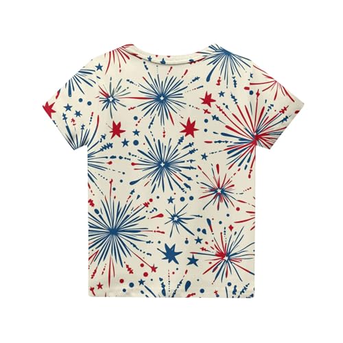 American Flag Shirts Girls Patriotic Shirt USA Flag Stars Stripes Print T-Shirt 4th of July Tee Tops2