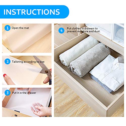 amorus 3 Rolls Shelf Liners Fridge Liner Cabinet Liner, Non-Adhesive Drawer Liner Cupboard Pad for Kitchen Home, 17.7 x 59 inches - Clear