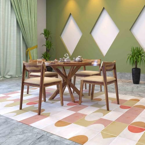 Image of DRIFTINGWOOD Wooden Liana Gordon Dining Table 4 Seater | Dinning Room Table with 4 Chairs | Sheesham Wood, Natural Finish