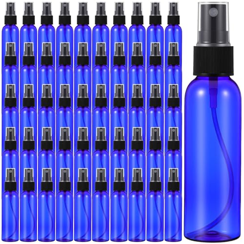 50 Pack 2 Oz Plastic Spray Bottles Reusable Mini Travel Size Perfume Refillable Mist Sprayer Empty Spritz Bottle for Household Use Essential Oil Cleaning